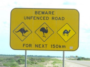 Unfenced Road Sign