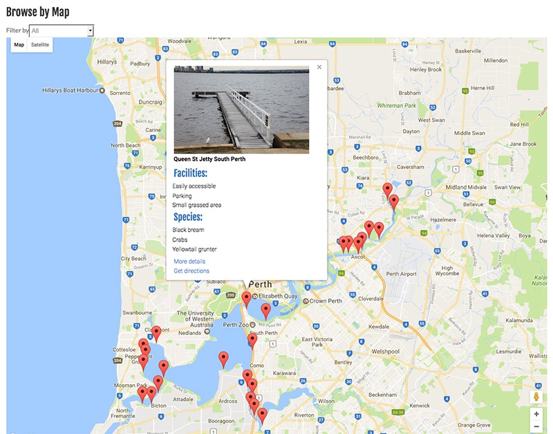 Swan River jetties map | ilovefishing